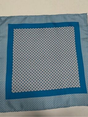 Vintage Turquoise Aqua Blue 100% Silk Men’s Pocket Square, Geometric